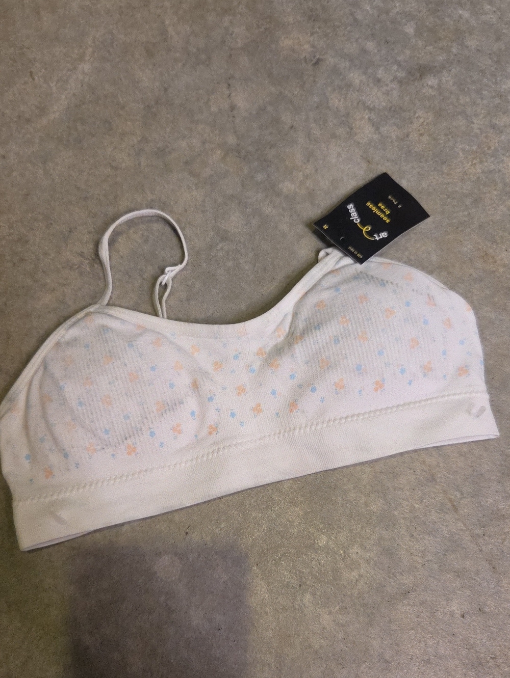 art class White Floral Dot Seamless Bralette